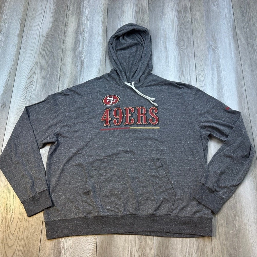 Nike San Francisco 49ers Hoodie Womens 2XL Gray Red Lightweight Team Spirit Gym